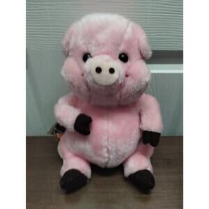 Vintage Russ Berrie & Co 1979 Pink Piggy Sitting Hard Stuffed Carnival Plush